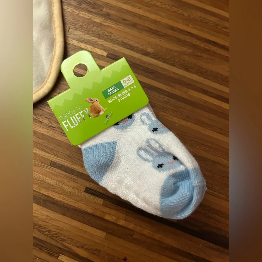 Happy Go Fluffy Baby Easter Gift Set - Bib and 2 Pairs of Socks, NWT
